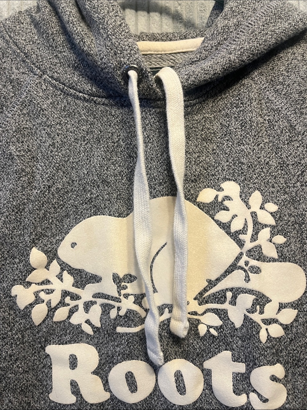 Roots Heather Gray Zip-Up Hoodie with White Beaver Logo Medium - Picture 6 of 10